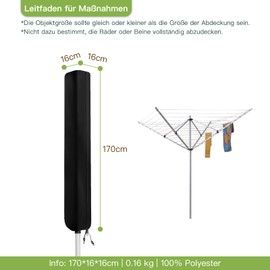 Awnic Protective Cover for Rotary Clothes Dryer Waterproof Tear-Resistant