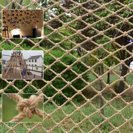 Safety Hemp Rope Net Kids Climbing Safety Net Tree House Climbing Children Rope Neting Balcony Stairs Fence Railing Garden Playground Protection Heavy Duty Net Indoor & Outdoor Decor Rope Net