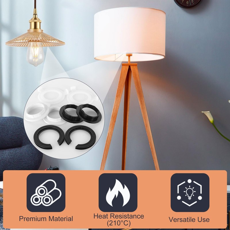 8Pcs Plastic Light Shade Adapter, E27 to E14 Lamp Shade
