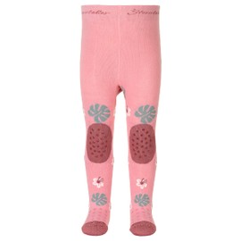 Sterntaler Cheetah Crawling Tights - ABS Tights for Girls - Children's Tights with Non-Slip Nubs on Knee, Instep and Sole - Crawling Tights for Crawling Adventures, Matt Pink