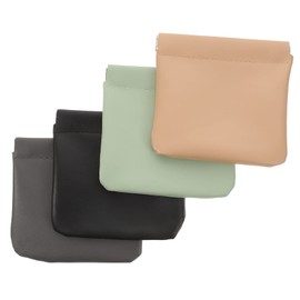 Outanaya 4pcs Makeup Bag Squeeze Top Pouch for Jewelry Coin Purse Lipstick Cards Magnetic Seal Pu Leather