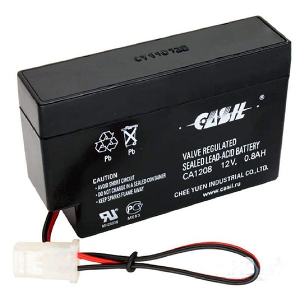 12V 0.8Ah Sealed Lead Acid Rechargeable Replacement Battery by Casil