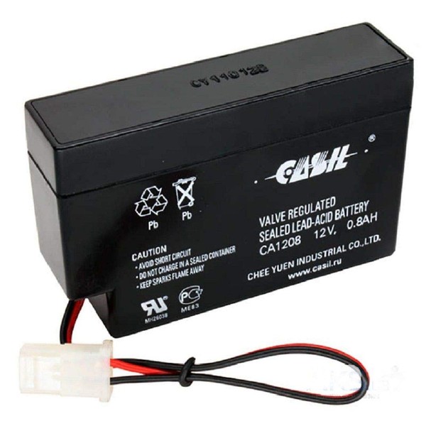 12V 0.8Ah Sealed Lead Acid Rechargeable Replacement Battery by Casil CA1208