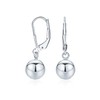 Simple Basic Dangling Lever back Round Bead Ball Drop Earrings