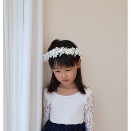 PoshMyra White Flower Girl crown Brides Baby's Breath Headpiece Floral Hair Wreath Wedding Hair Accessories Headband