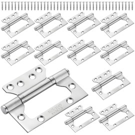 12 Pack Stainless Steel Door Hinge, 4 Inch Internal Door Hinge Polished Chrome Ball Bearing Hinges with Screws, Heavy Duty Small Flush Hinge for Cabinet Closet Furniture DIY (Silver)