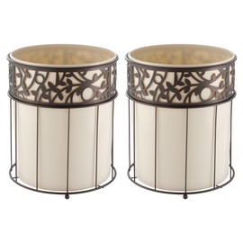 iDesign Metal Vine Bathroom Trash Plastic Insert-Set of 2-Vanilla Waste Can, Cream/Bronze