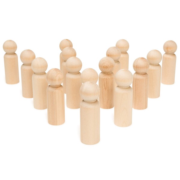 Large Wooden Peg Dolls Unfinished 3.5 inches, Dad Shape, Pack