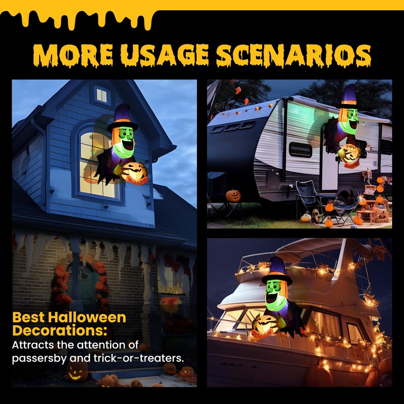 Solpex Halloween Inflatable Decoration, Inflatable Witch decoration with Pumpkin, 135cm/