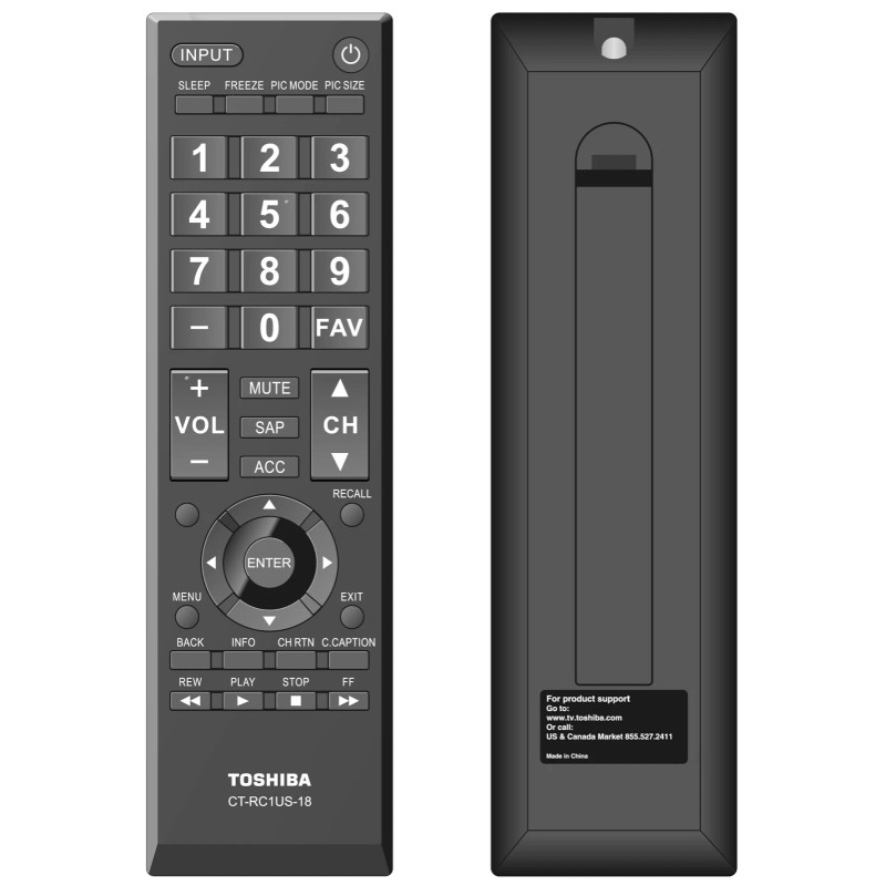 TOSHIBA CT-RC1US-18 Remote Control for All Toshiba TVs