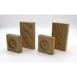 Bonneville Manufacturing Set, Bullseye Rosette Plinth Blocks& Plain Base Blocks, Oak &Poplar(Paint Grade) - Oak, 6