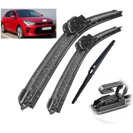Juego de escobillas limpiaparabrisas delanteras y traseras compatible con Kia Rio 4 2017-2023, parabrisas, ventana, lluvia, cepillos de 24"+16"+11"