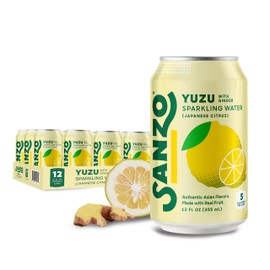 Sanzo Flavored Sparkling Water - Yuzu Lemon Soda Ginger Seltzer - Low Calorie Low Sugar Soda - Craft Asian Drinks - Vegan Gluten Free Carbonated Flavored Water - Fizzy Healthy Drinks - 12oz, 12 Pack