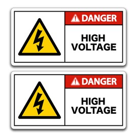 2 PCS High Voltage Sticker，4 * 2 IN Electrical Stickers, Self Adhesive Warning Stickers Waterproof and UV Resistant Electrical Panel Labels for Electrical Equipment Red, Black and White