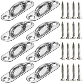 8 Pcs 3.1 Inch 304 Stainless Steel Ceiling Hooks Pad Eye Plate Marine Hardware Hooks with Screws