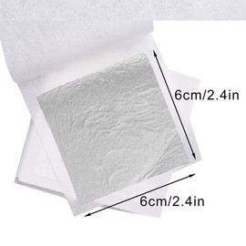 30pcs Silver Leaf Sheets, 2.4x2.4inch Edible Silver Leaf Foil Sheets Double-Sided Silver Leaf Silver Flakes Edible for Cakes DIY Art Crafts Paintings Decoration