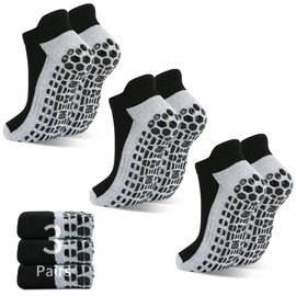 SkiBeaut Non Slip Men Grips Socks, 3 Pairs Taichi Grippy Pilates Yoga Hospital Anti Skid Cushion Ankle Low Cut Man Socks, US Size 10-12