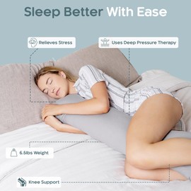 SleepCloud Weighted Body Pillow 6.5lbs - Weighted Pillow for Deeper Sleep (41" x 10") - Cooling Body Pillows for Adults, Full Body Pillow for Sleeping, Side Sleeper Body Pillow with Cover