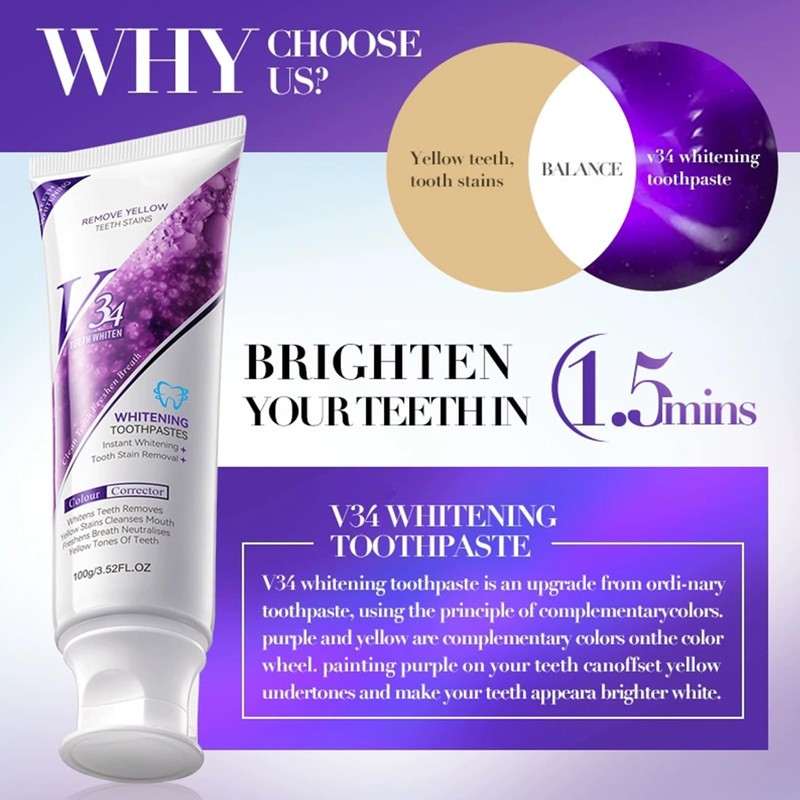 Whitening Toothpaste for Radiant White Teeth, 100 g Teeth Whitening