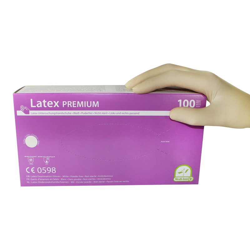 Medi-Inn 04602027 Single Use Disposable Latex Premium Powder-free 100 Gloves