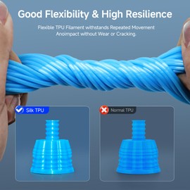 Reprapper Silk TPU Filament, 95A Shore Hardness, 1kg TPU 1.75mm, Elastic 3D Printer Filament, Flexible & Soft Filament for 3D Printer (± 0.03mm) 2.2lb, Blue