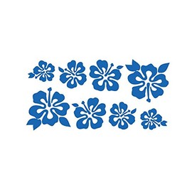 8 Hibiscus Flowers Assorted Sizes - Make Your Own Flower Lei Sticker Decal Hawaii Blue
