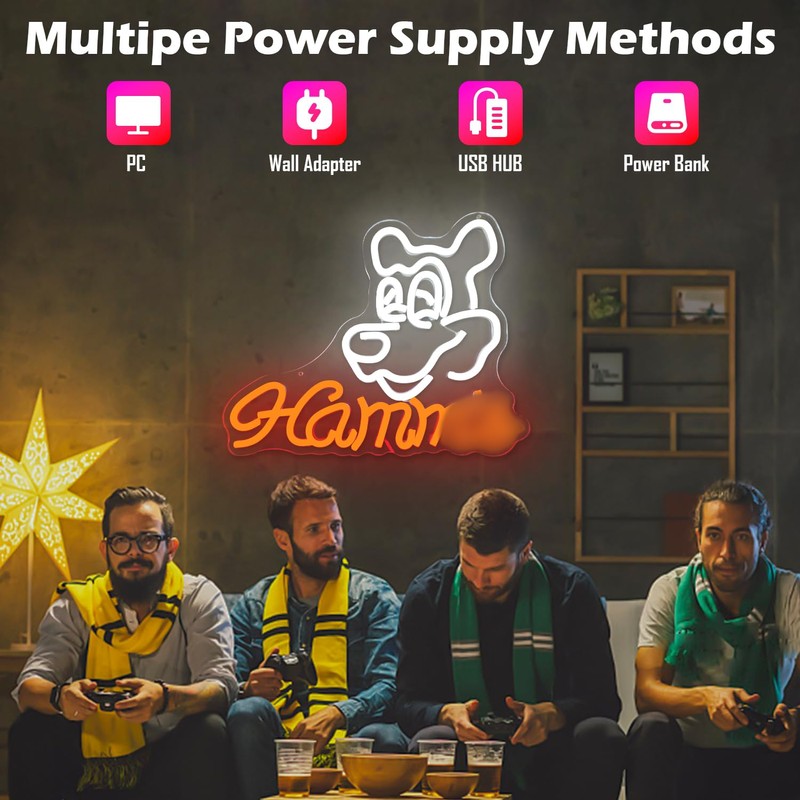 JooeTuu Hamms Beer Bear Neon Sign for Wall Decor Dimmable