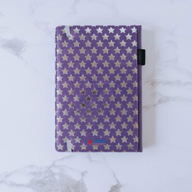 EJRange Notebook A5 Lined Note Pad- Padded Wipe Clean Cover Ruled Journal Notebooks Stationary, 192 Pages, Stars Design(Purple)