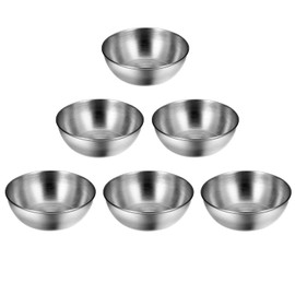 Lomoker Small Stainless Steel Bowls, 3.3 oz Mini Prep Bowl, Soy Sauce Dish, Dipping Sauce Cups, Reusable Metal Ramekins, Oven & Dishwasher Safe, Set of 6, Silver