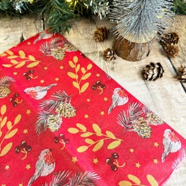 Red Robin Berry Christmas Wrapping Paper Festive Wrapping Christmas Paper Traditional Christmas 5 Sheets