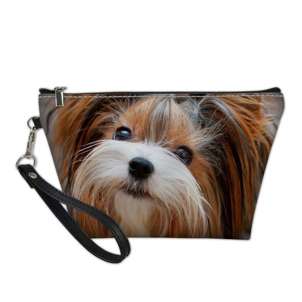 Showudesigns Ladies Girls Yorkshire Terrier 2 Leather Cosmetic Bag One Size