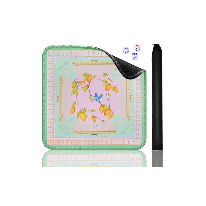 Jongyance Green American Learning Mahjong Mat (33”x33”), Anti-Slip, Mahjong Mat