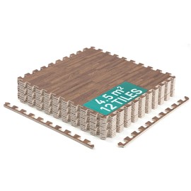 Yes4All EVA Interlocking Mats, Puzzle Floor Tiles, Foam Floor Padding with Border for Furniture, Home Space, Living Room, Garage