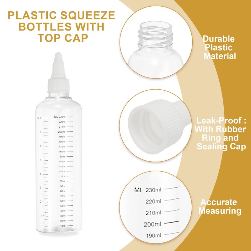 PATIKIL 230 Ml/8 oz Plastic Squeeze Bottles with White Twist