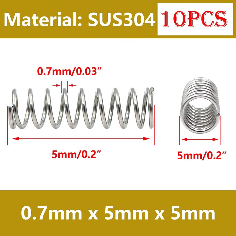 Qrity 10Pcs Coil Extended Compressed Spring, Compressed Springs, Stainless Steel
