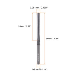 HARFINGTON Carbide Chucking Reamer 0.1205"(3.061mm) Dia Straight Flute Straight Shank Machine Reamer Tool for Metal and Lathes CNC Machining Centers, Black