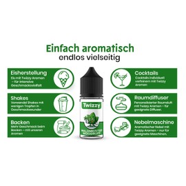 Twizzy Waldmeister Food Flavouring – 30 ml – Intense Flavour – Ideal for Baking, Food and Drinks, Also for Nebulisers, Fog Machines, etc.