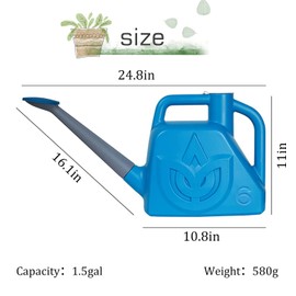XXXFLOWER 1.5 Gallon Blue Watering Can Outdoor Garden Flower Plant, Lightweight 6 L Water Cans with Detachable Nozzle Watering Pot for Office House Garden