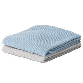 Imabari Towel Brand Certified Face Towel, Set of 2, Approx. 13.0 x 30.3 inches (33 x 77 cm), Made in Japan, Ribbed, Soft, Thin, Quick Drying, Highly Absorbent, 100% Cotton, Blue Gray + Warm Gray,