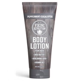 Viking Revolution Peppermint Eucalyptus Body Lotion for Men –Mens Lotion for Dry Skin with Shea Butter, Hyaluronic Acid and Vit B5 –Nourishing Mens Body Lotion for Hydrated and Smooth Skin(8oz,1 Pack)