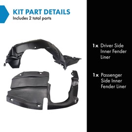 TRQ TRQ Inner Fender Liner Set Compatible with 2009-2013 Mazda 6 MA1248152 MA1251112