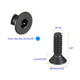 Unifizz #5-40 x 0,95 cm Flachkopfschrauben mit Innensechskant, Karbonstahl, 10,9 mm, Senkkopfschrauben, Vollgewinde, Schwarzoxid-Verbindungselemente, 20 Stück