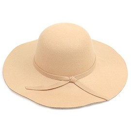 Nollia Women's Floppy Sun Hat with Bowknot - Wide Brim Fashionable Felt Hat, Camel