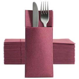 CHIC 50 Softpoint Cutlery Napkins, Cutlery Pockets, Bordeaux