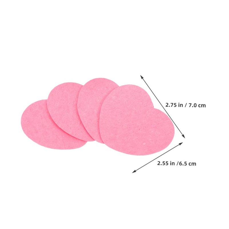 WOONEKY 60pcs Pink Heart Shape Facial Sponges Compressed Cleansing Pads