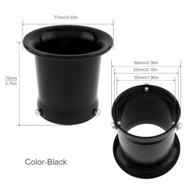 Windance 55mm CNC Aluminum Alloy Carburetor Air Filter Trumpet Velocity Stack Funnel Fit for PE VM 32mm 34mm, Carb Intake Wind Horn Cup (Black, 55mm)