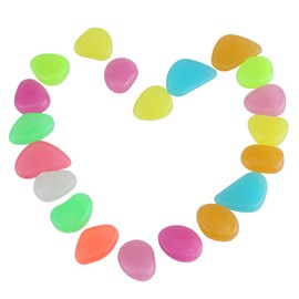 Fdit 20 Luminous Cobblestones Colourful Glow in the Dark Aquarium Decorative Stones for Aquarium DIY Garden Landscaping