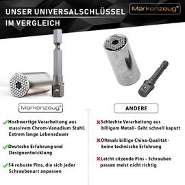 MARKENZEUG® The Original Premium Universal Wrench I Improved Concept 2020 I Universal Socket Wrench I Multi Function Nut I Repair Hand Tool 7-19 mm with Adapter