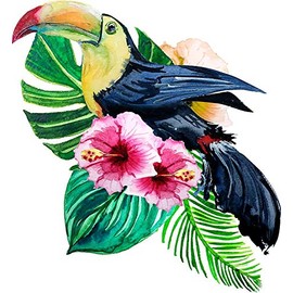 Magnet Watercolor Tropical Leaves and a Toucan Bird Car Magnetic Vinyl Bumper Sticker 5'' x 4''