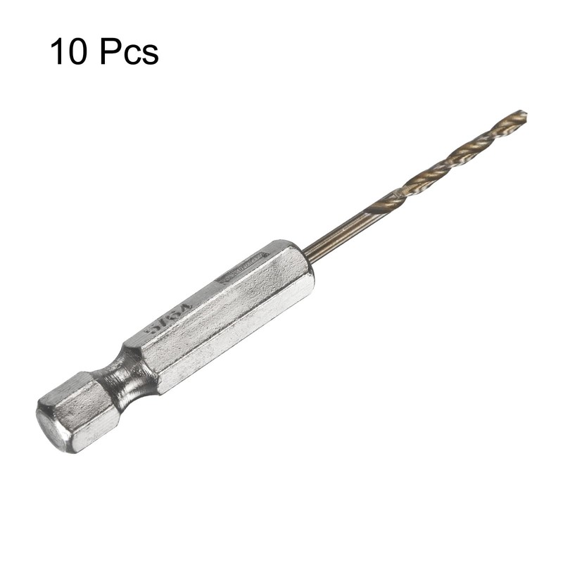 sourcing map 10pcs 1/4" Hex Shank Drill Bit 5/64" Gold